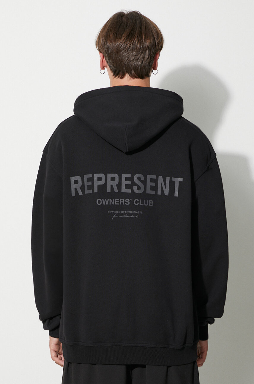 Represent cotton sweatshirt Owners Club Hoodie men's black color