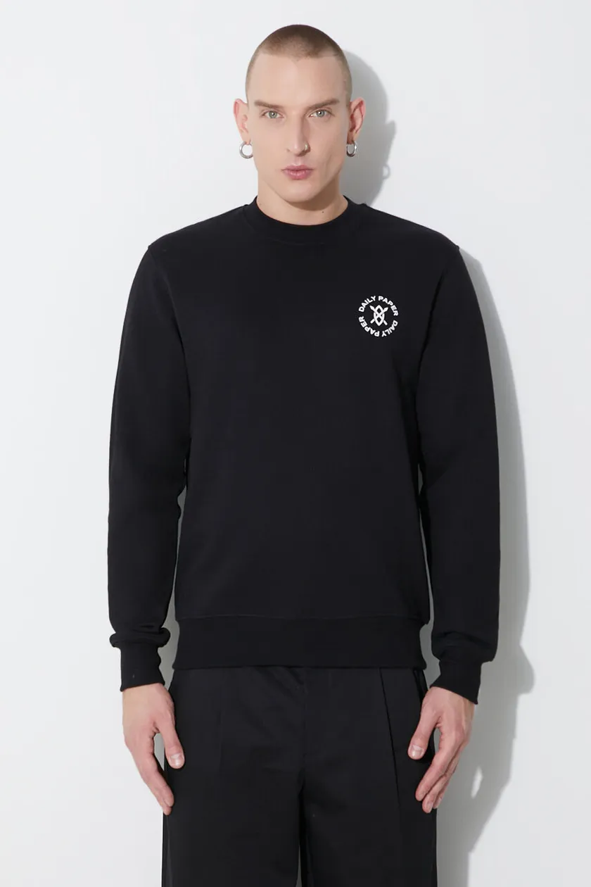 Daily Paper cotton sweatshirt Circle Sweater men s black color