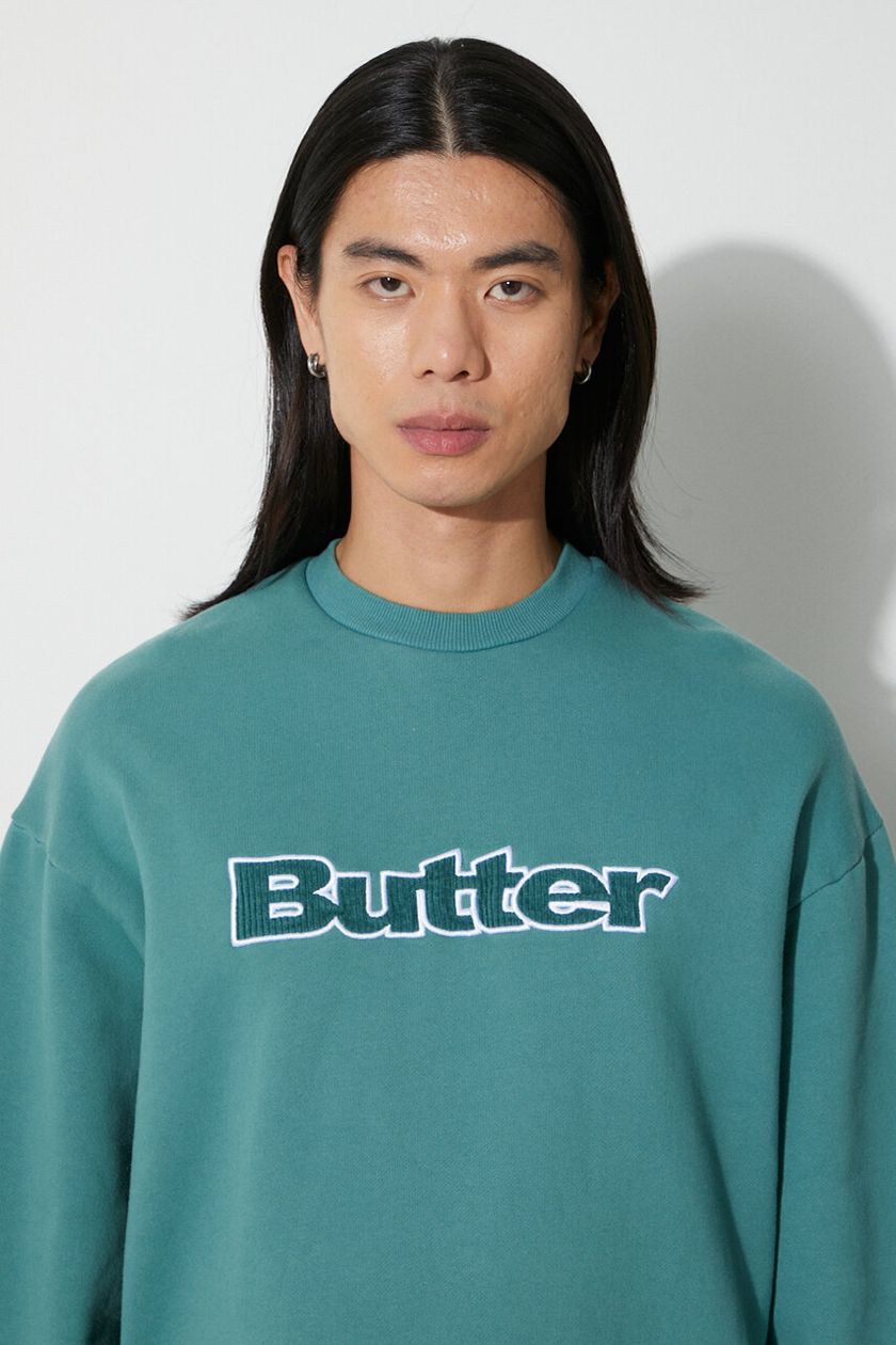 Butter Goods sweatshirt Cord Logo Crewneck Sweatshirt men's green color  BGQ3232304 | buy on PRM