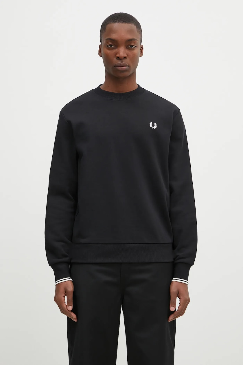Fred Perry cotton sweatshirt men s black color M7535.184 at PRM US