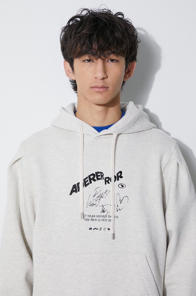 Ader Error cotton sweatshirt Caner Logo Hoodie men's gray