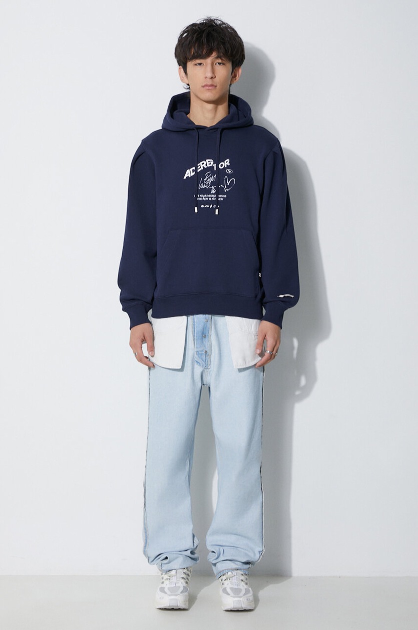 Ader Error cotton sweatshirt Caner Logo Hoodie men's navy