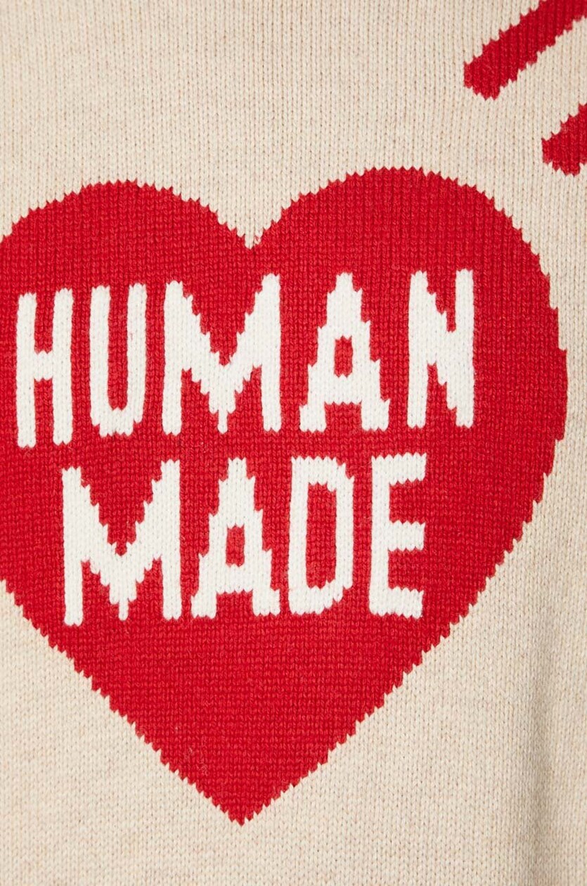 Human Made wool blend jumper Heart Knit Sweater men's beige Human Made wool blend jumper Heart Knit Sweater men's beige