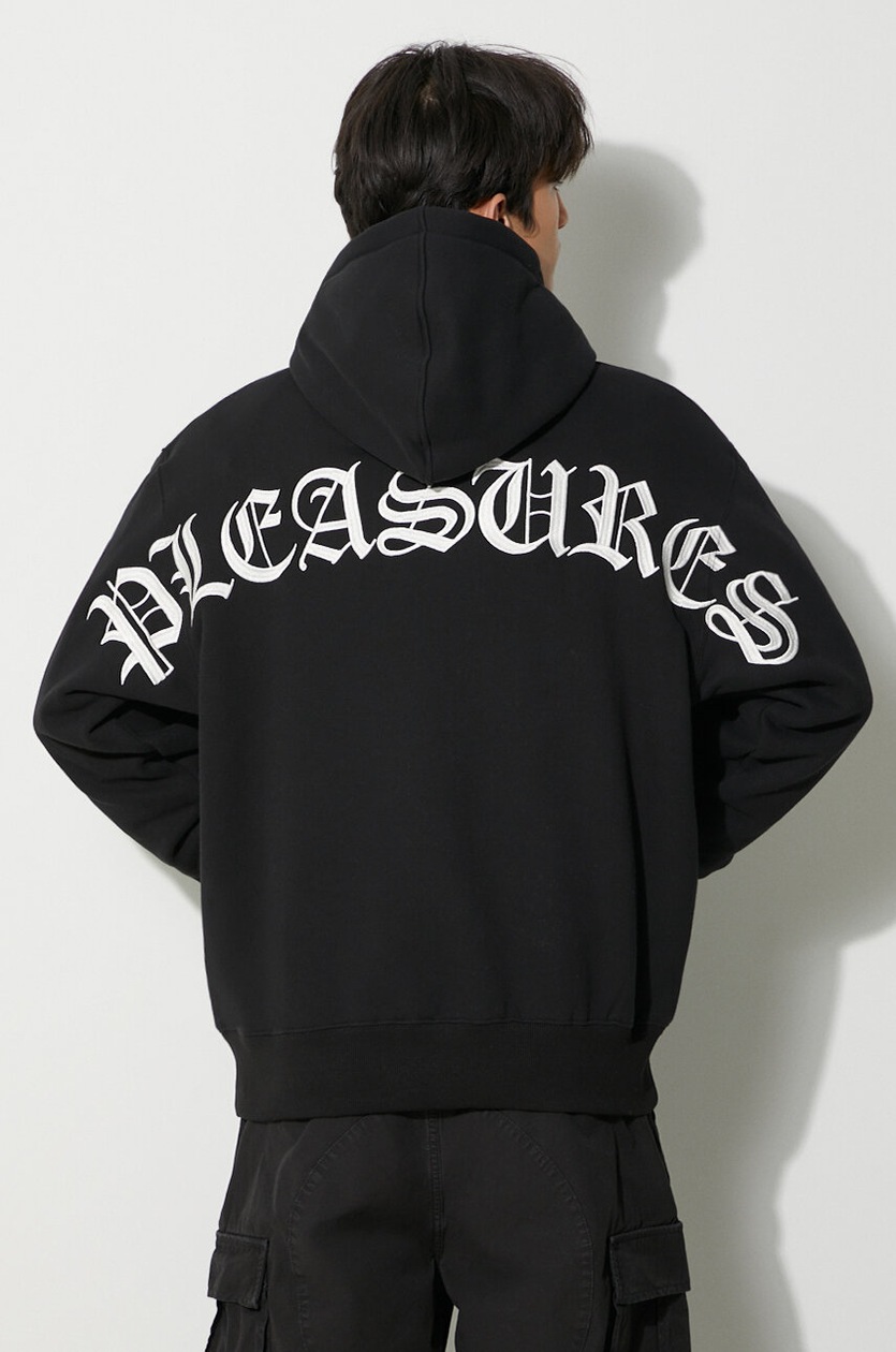 PLEASURES sweatshirt Neural Hoodie men's black color P23F009