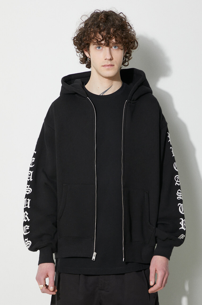 PLEASURES sweatshirt Oe Zip Up Hoodie men's black color P23W038