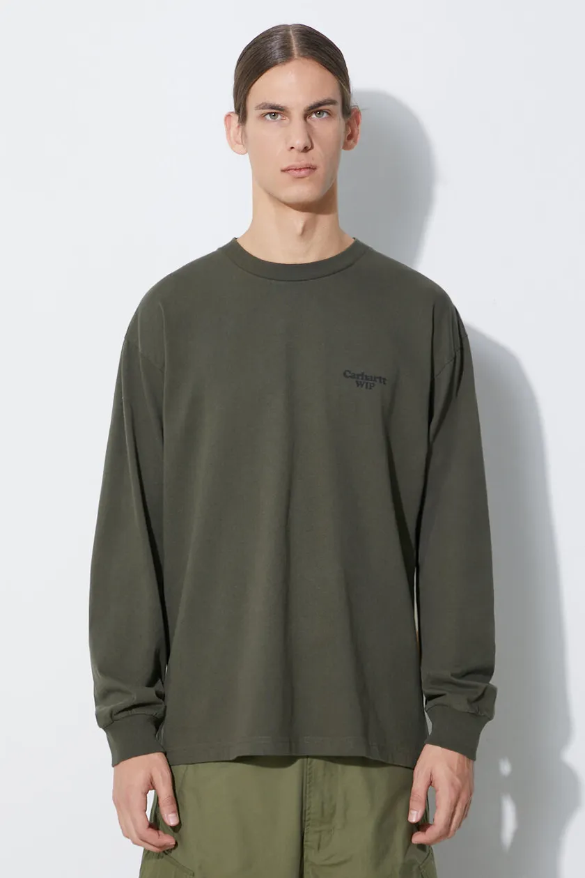 Βαμβακερή μπλούζα με μακριά μανίκια Carhartt WIP χρώμα: πράσινο