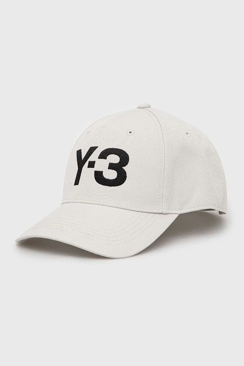 Y-3 czapka z daszkiem kolor beżowy z aplikacją