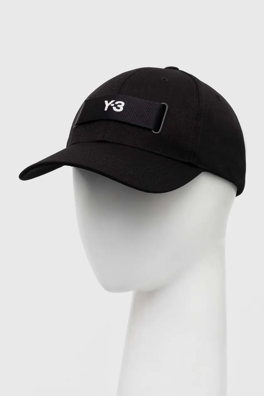 Y-3 czapka z daszkiem kolor czarny z aplikacją