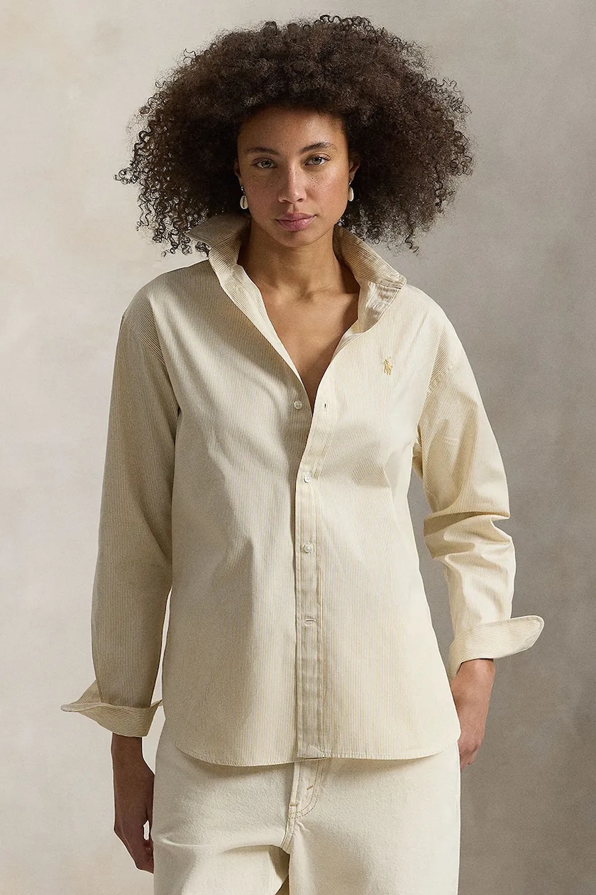 Polo Ralph Lauren silk shirt beige color 211891378 at PRM US