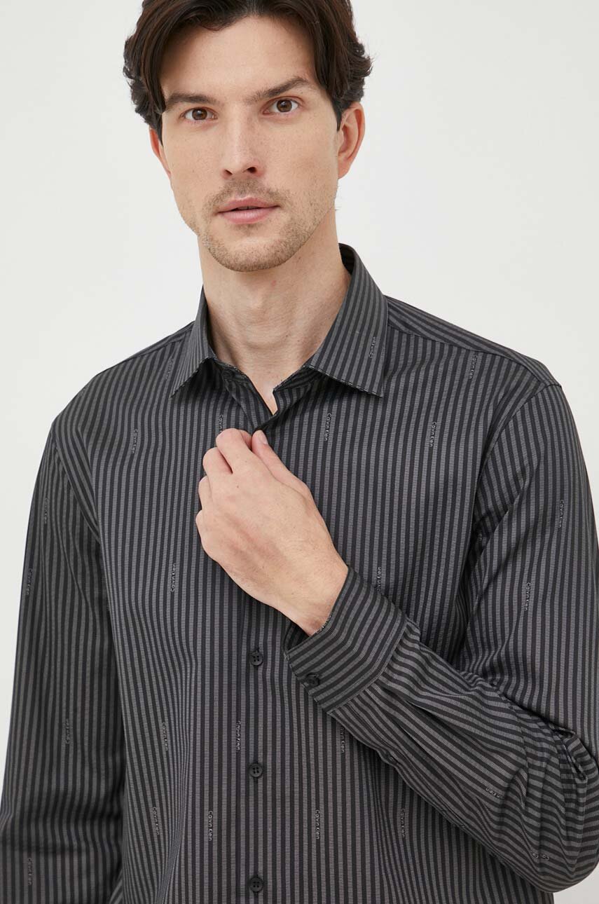 calvin klein black and white striped shirt