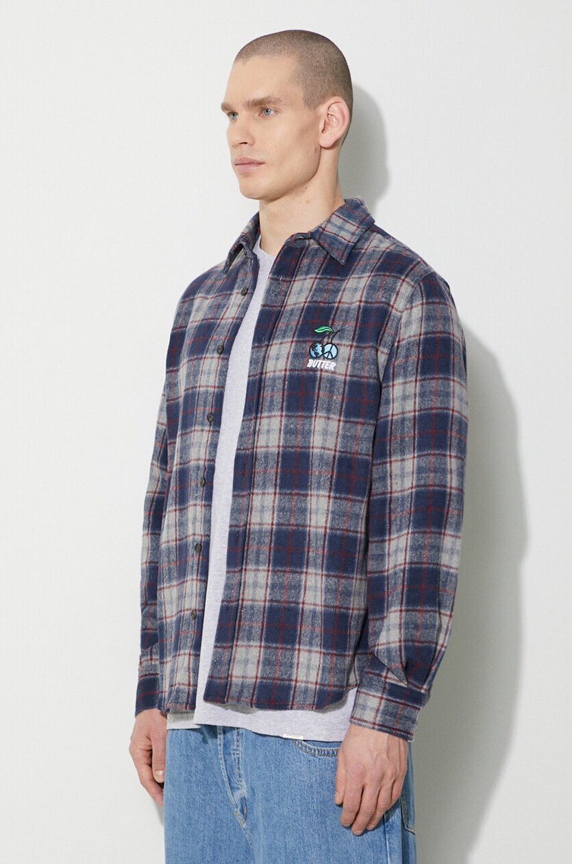 Butter Goods shirt Cherry Flannel Shirt men's navy blue