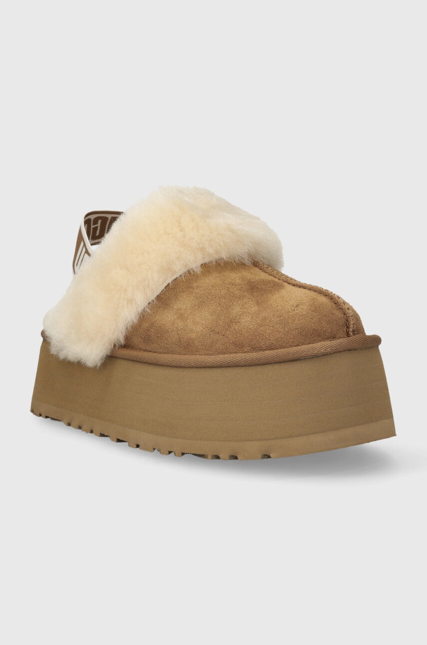 UGG kapcie zamszowe FUNKETTE kolor brązowy 1113474 CHE | Answear.com