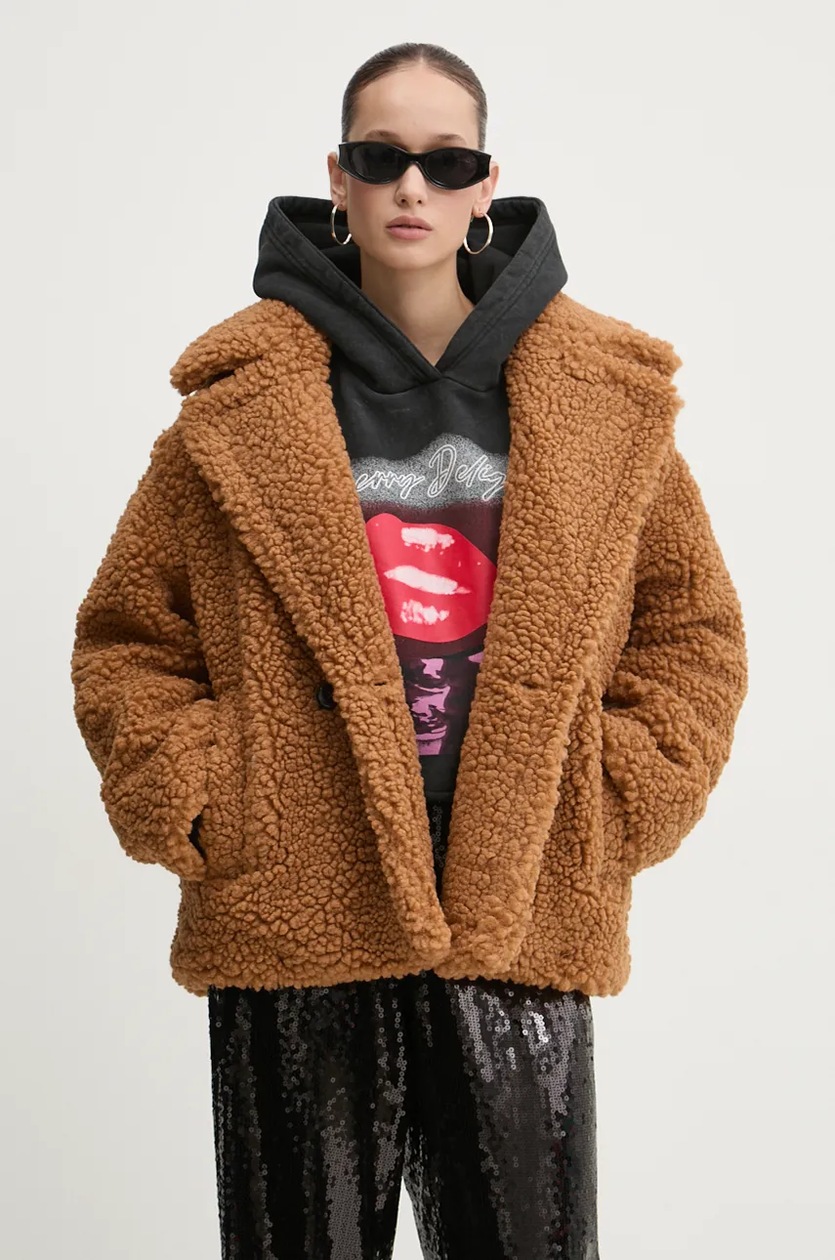 UGG rövid kabát női, barna, átmeneti