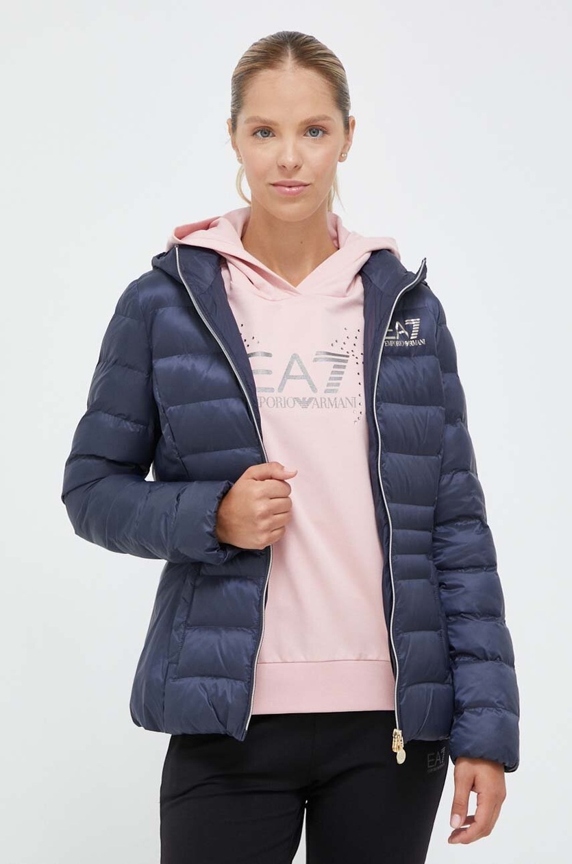 ao  EA7 Emporio Armani kurtka damska kolor granatowy przejściowa