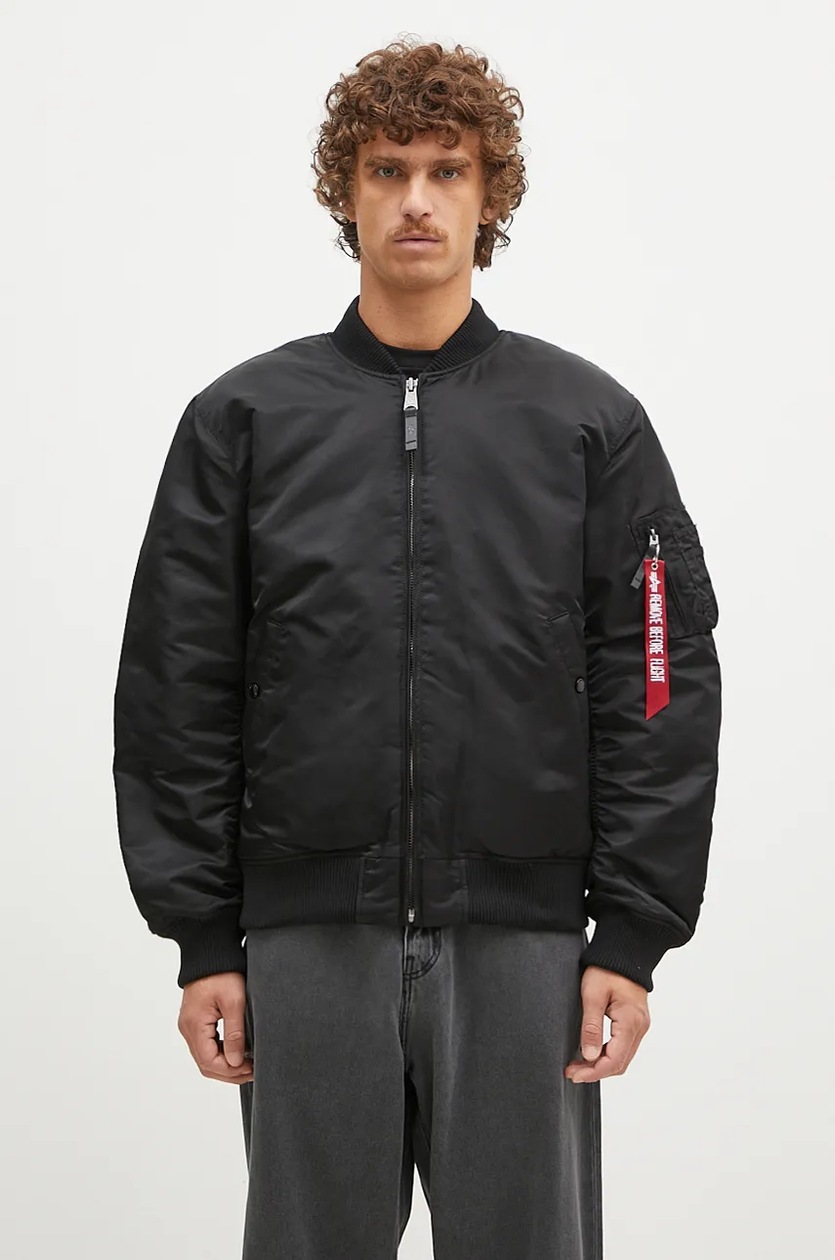Alpha Industries bomber jacket MA-1 Dragon EMB men's black color