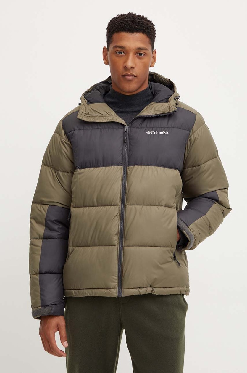 Columbia hooded puffer jacket ブラウン　グリーン Columbia jacket men's green color at PRM US