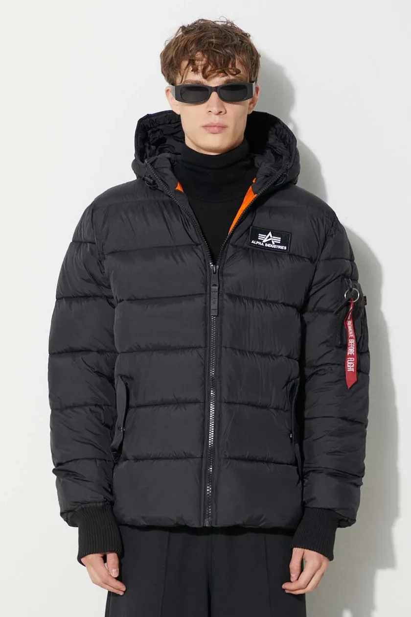 buy Alpha men\'s Alpha color Hooded black Puffer FD jacket 118113.03 | on Industries PRM