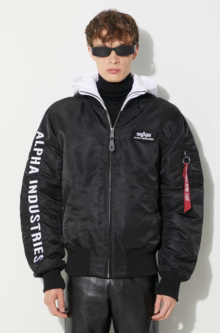 Alpha Industries bomber jacket MA 1 D Tec SE men s black color 133104.95 at PRM US