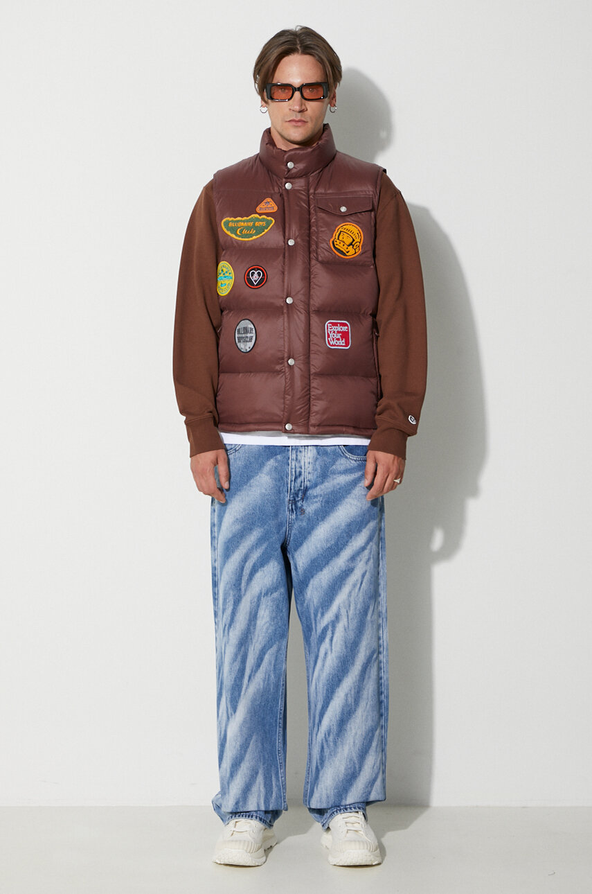 Billionaire Boys Club vesta PATCHES DOWN FILLED GILET barbati, culoarea maro, de iarna, B23306