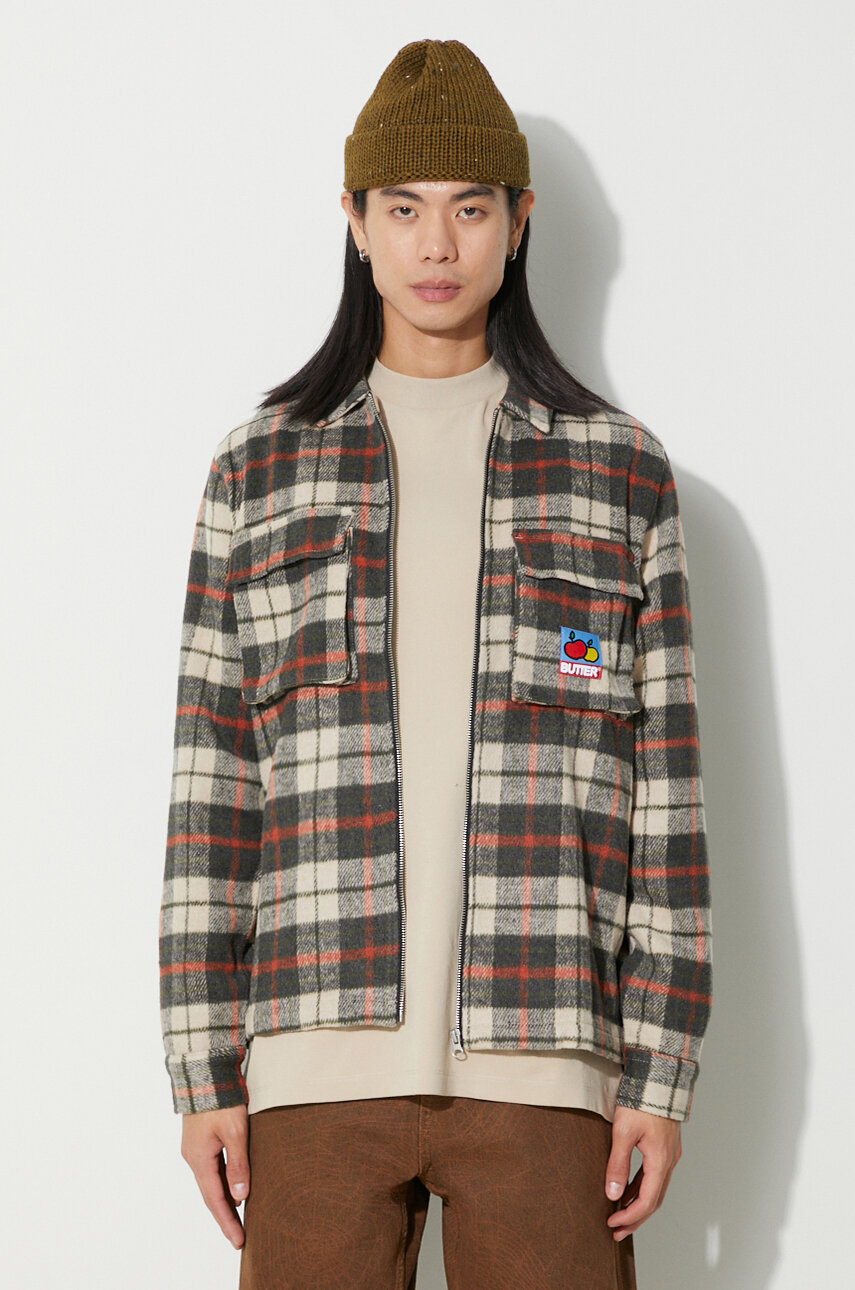 Beige clearance plaid jacket