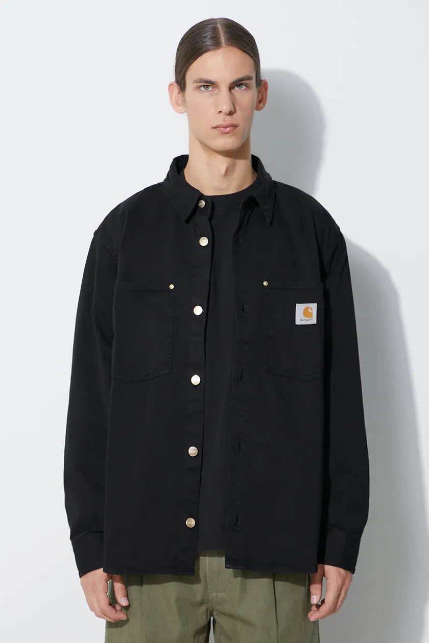 Carhartt WIP denim jacket Derby Shirt Jac men's black color