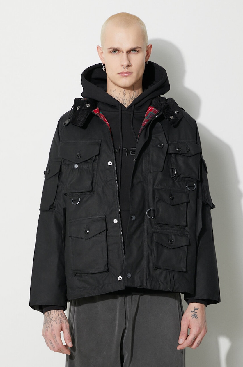 Baracuta jacket x Barbour Clayton Wax men's black color