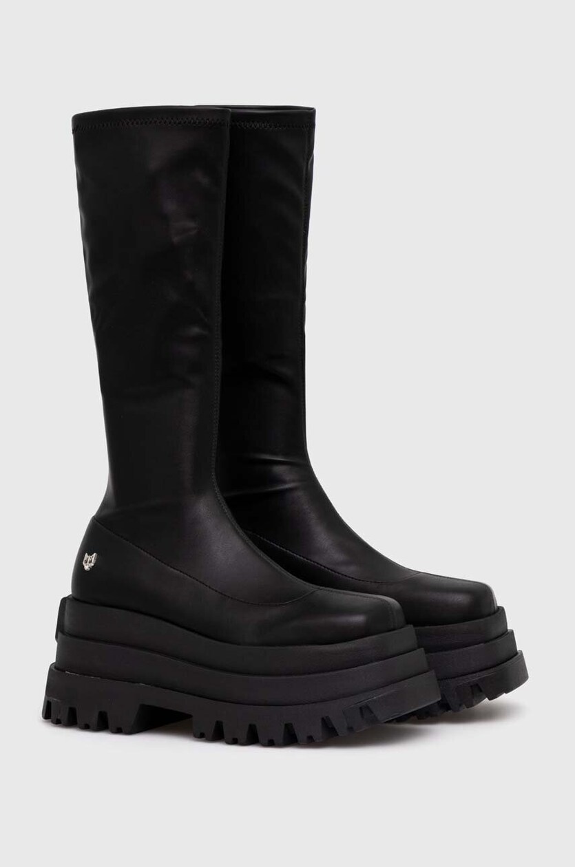 DHgate.com:Naked Wolfe Spice Knee-high Black Leather Chunky