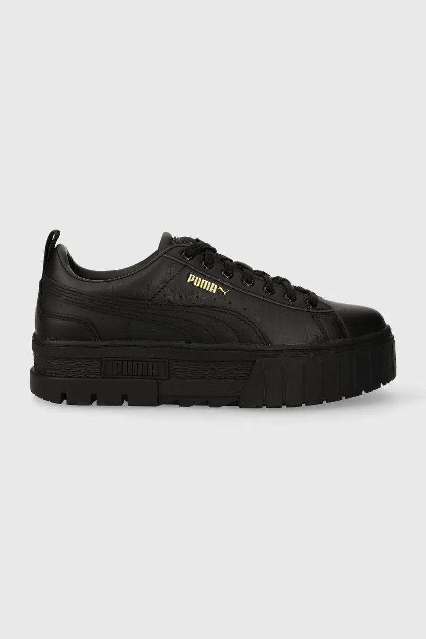 Black leather store pumas women's