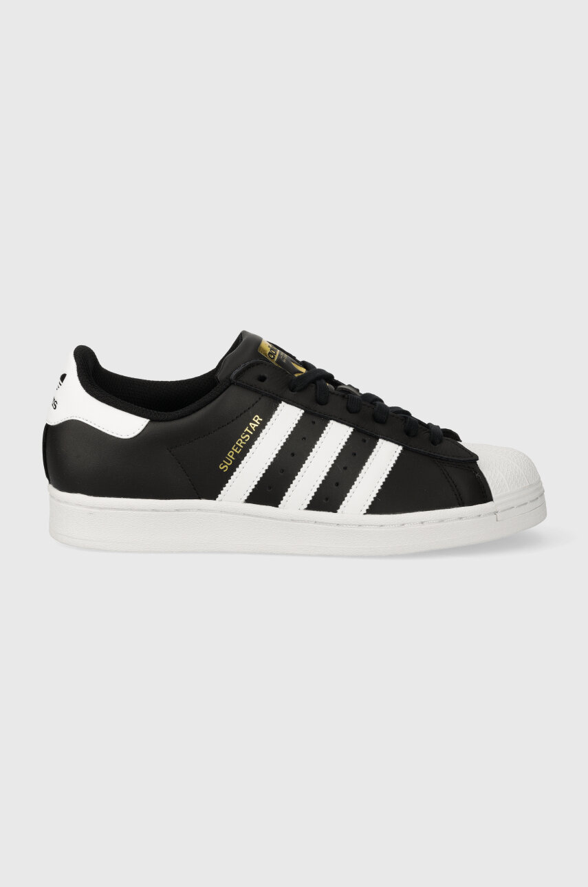 Adidas superstars black leather Clearance