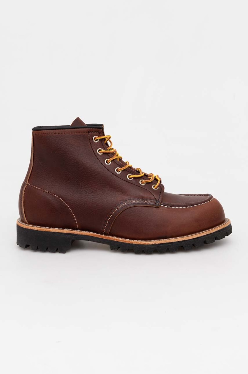 Red Wing leather shoes Roughneck Moc Toe men's brown color 8146 at