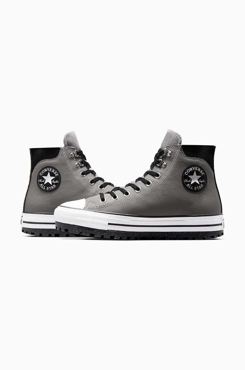 Grey leather converse womens sale