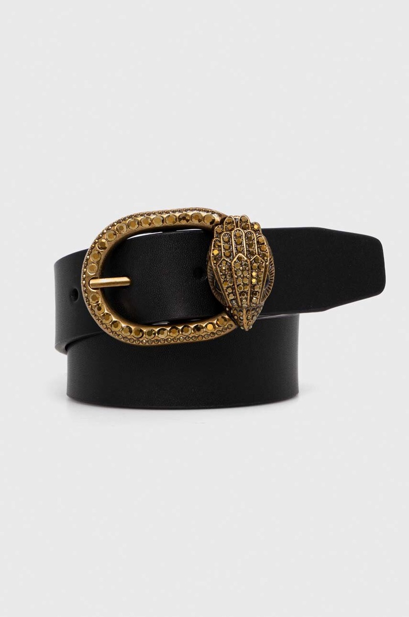 Kurt Geiger London pasek skórzany damski kolor czarny