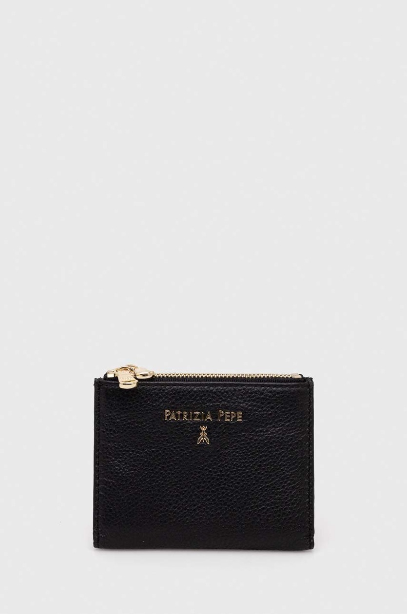 Kožená peněženka Patrizia Pepe, barva černá