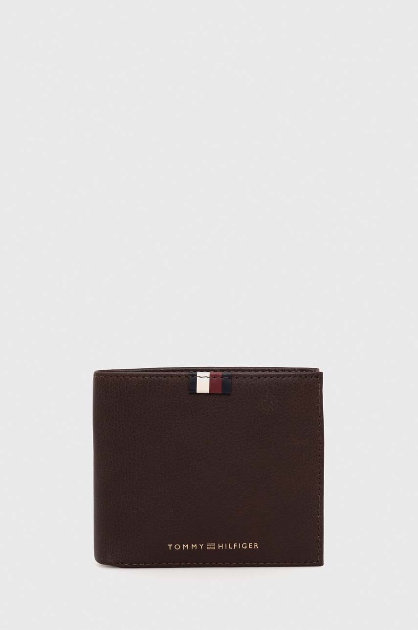 Usnjena denarnica Tommy Hilfiger mo ki rjava barva kupite na