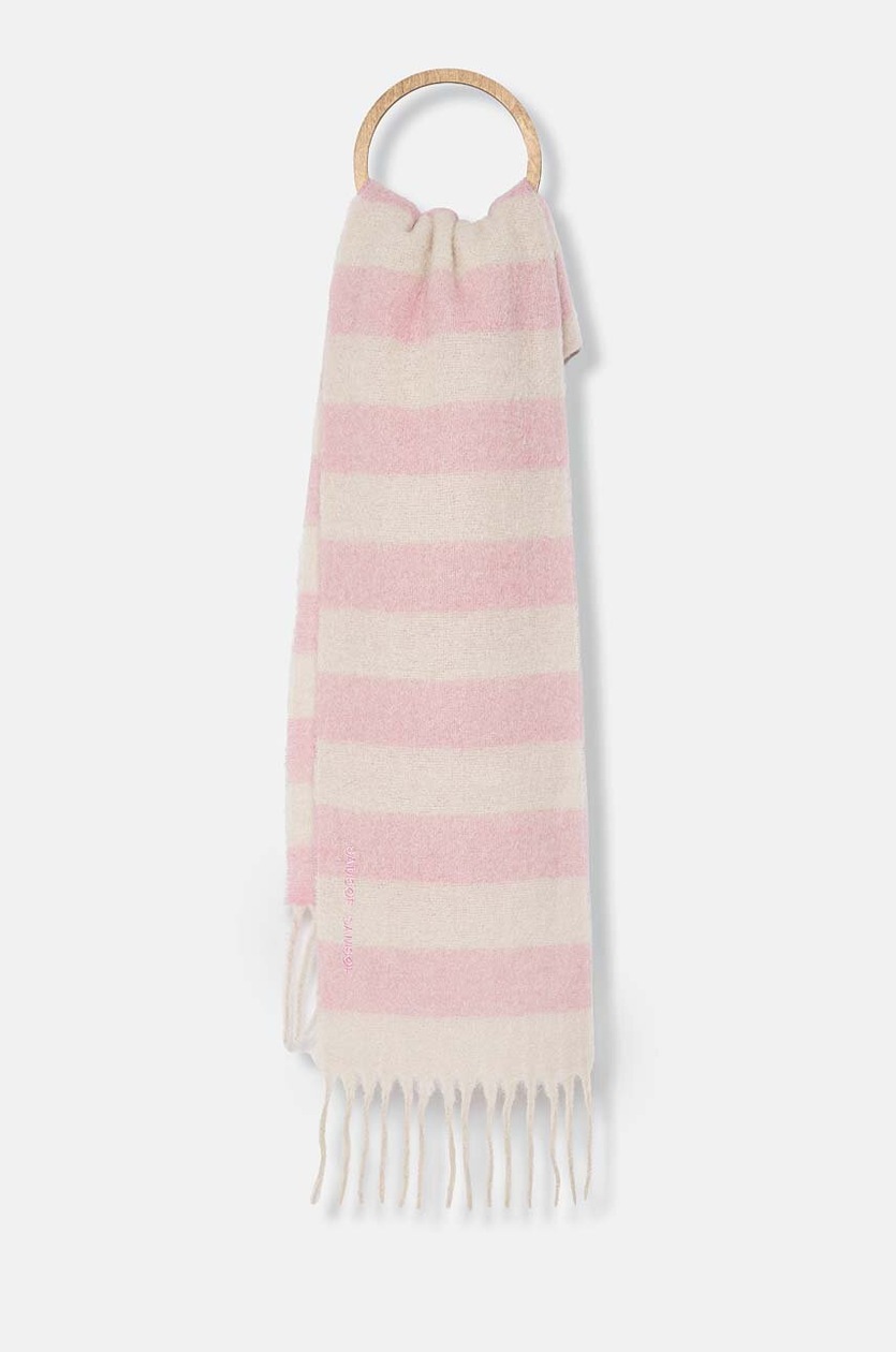 MAISON KITSUNE｜ (ALPACA STRIPES SCARF (NM06204WA0022-P6 Maison Kitsuné scarf Alpaca Stripes women's pink color