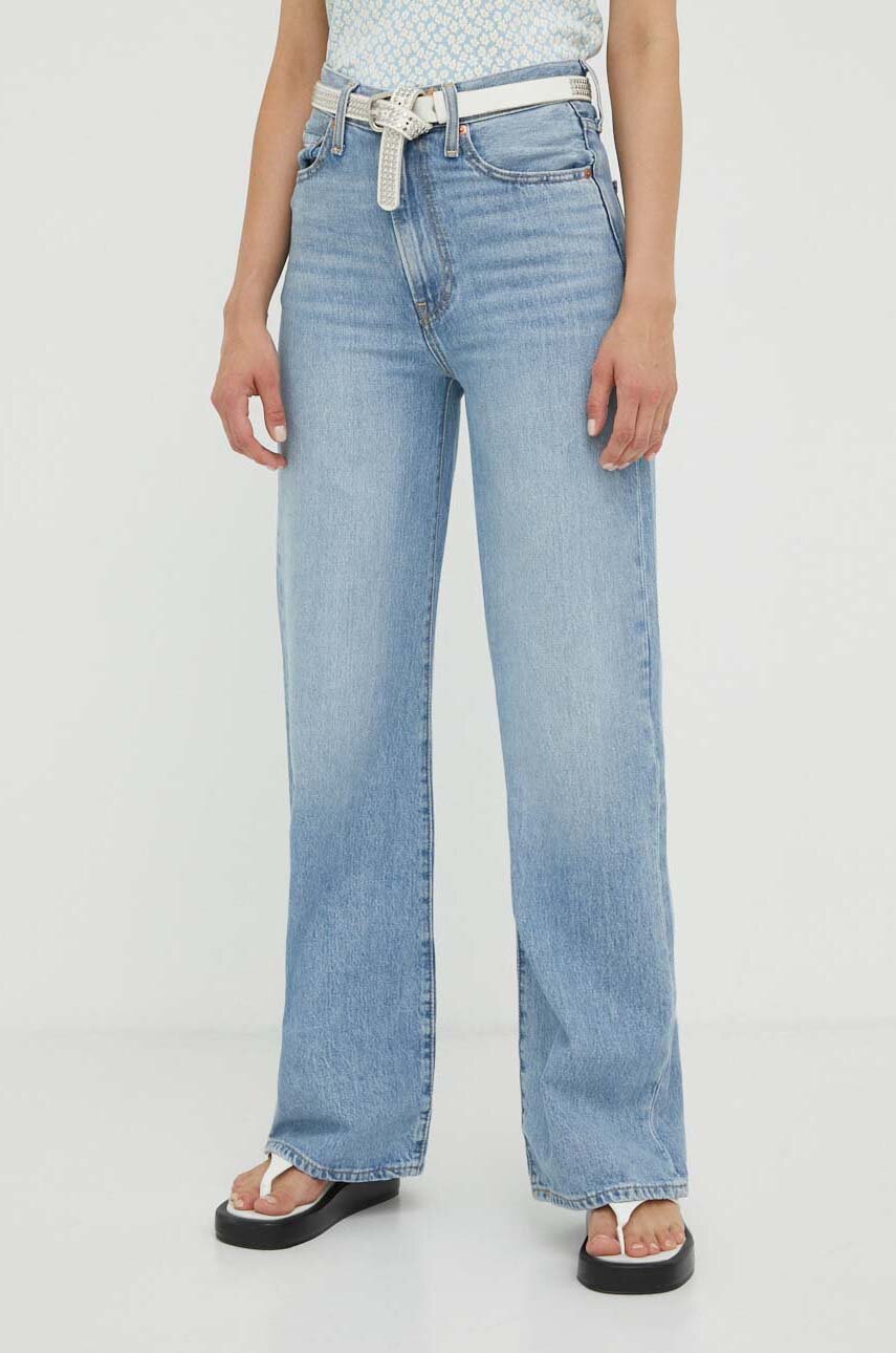 Levi's jeansy RIBCAGE WIDE LEG H223  damskie kolor niebieski