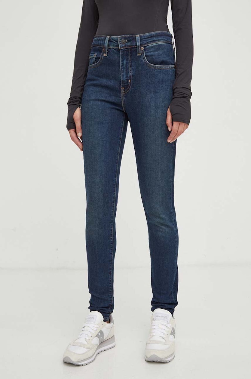 Levi's jeansy 721 HIGH RISE SKINNY damskie kolor granatowy