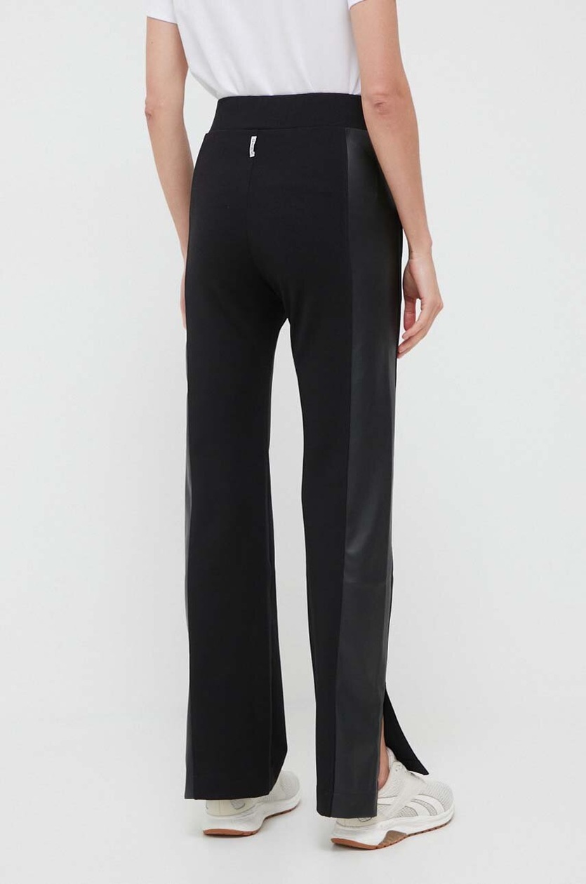 Deha spodnie damskie kolor czarny dzwony high waist