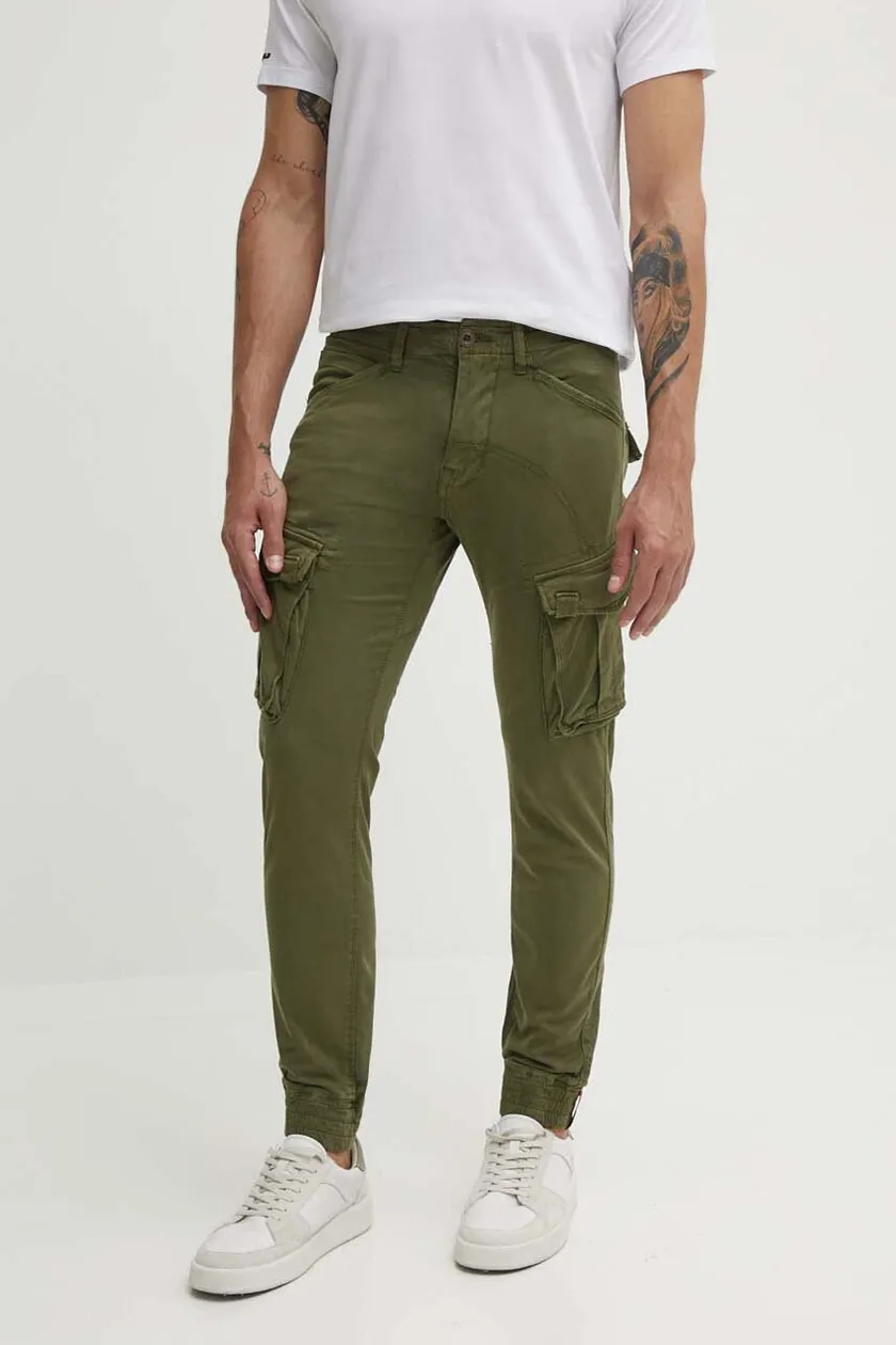 Alpha Industries pantaloni barbati, culoarea verde