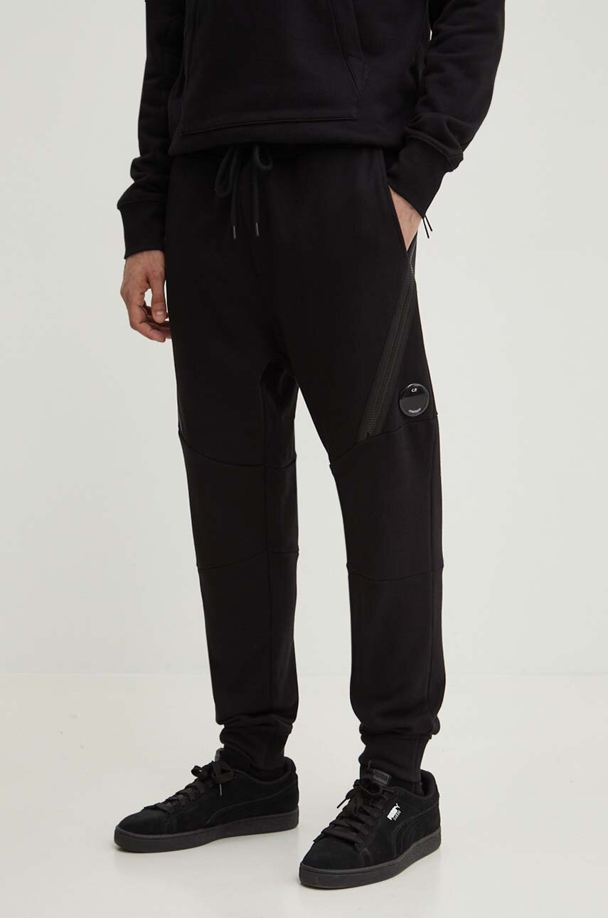 C.P. Company cotton joggers DIAGONAL RAISED FLEECE ZIPPED TRACK PANTS black  color 15CMSP084A005086W buy on PRM