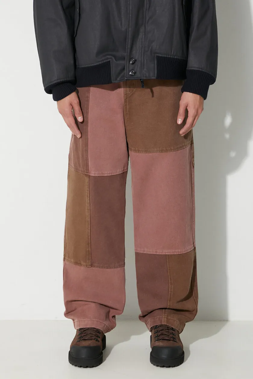 Butter Goods cotton trousers Washed Canvas Patchwork Pants brown color  BGQ3234201