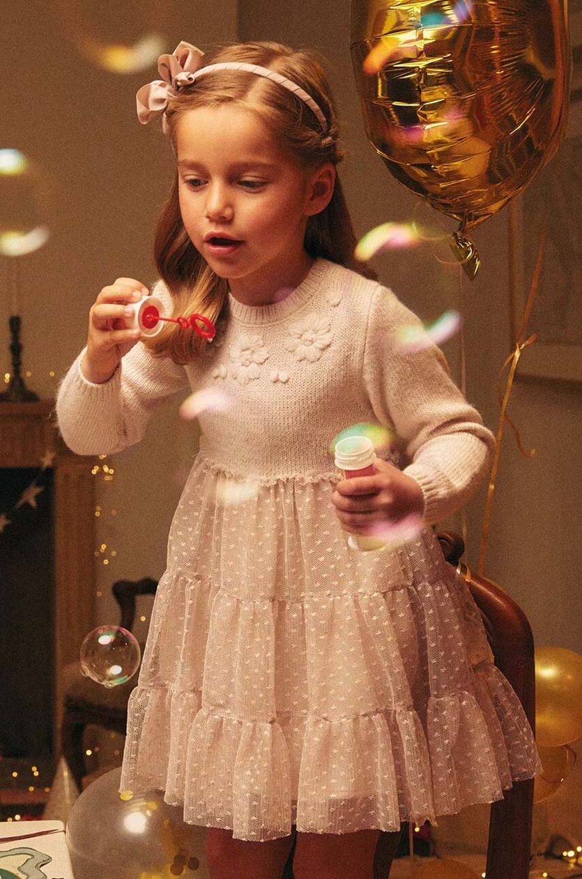 Vestito Stampa Jacquard Cuori Neonata Mayoral Rosso