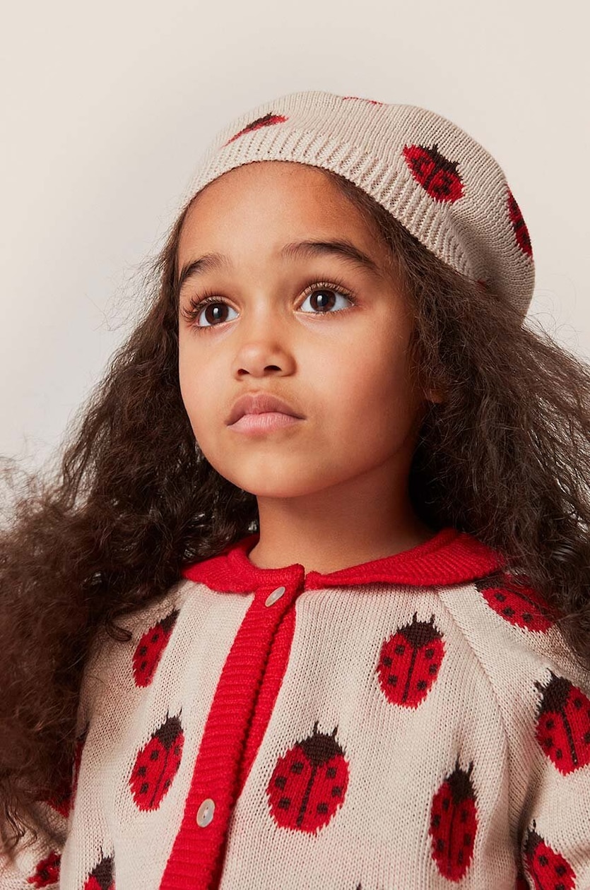Maglia Maglione Rosso Bambina Maglione Maglia Jacquard Dettaglio