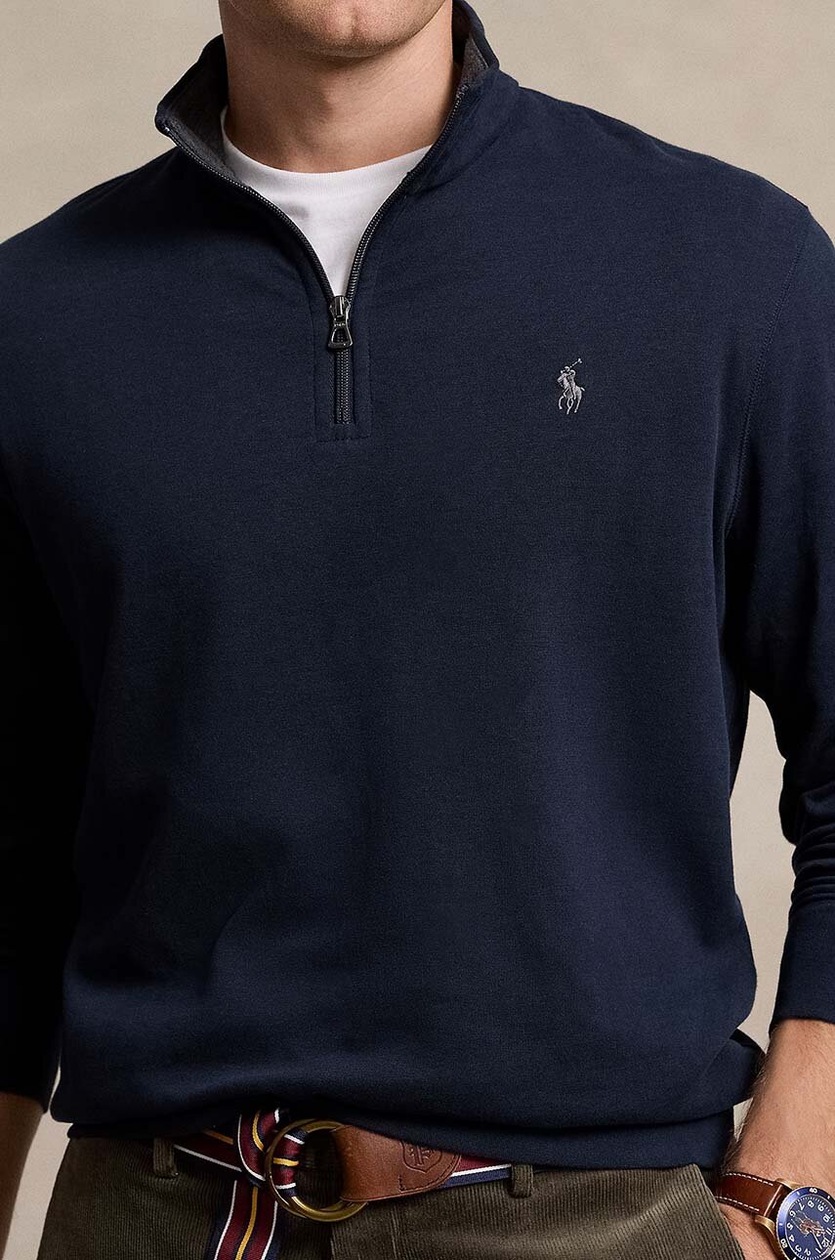 Polo Ralph Lauren sweatshirt men's navy blue color smooth