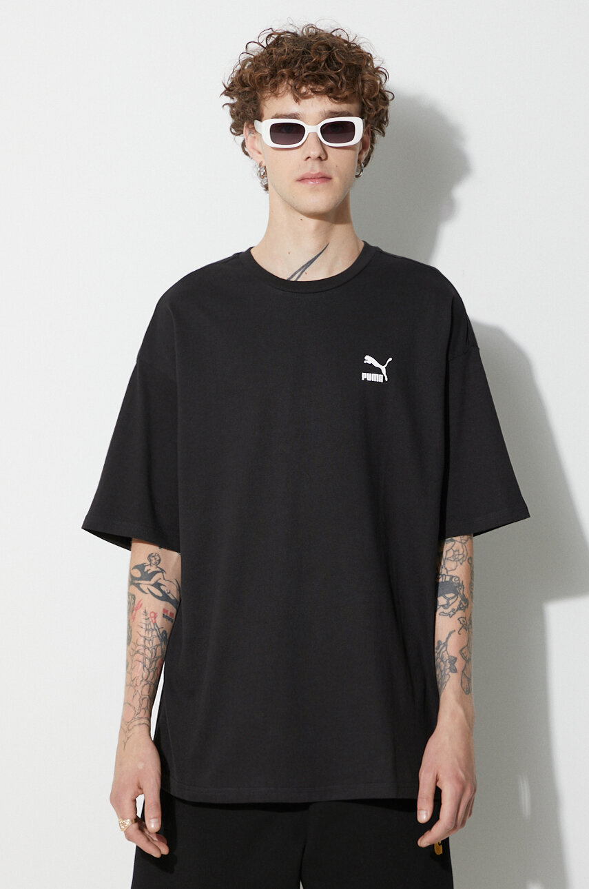 Puma cotton t-shirt BETTER CLASSICS Oversized Tee black color