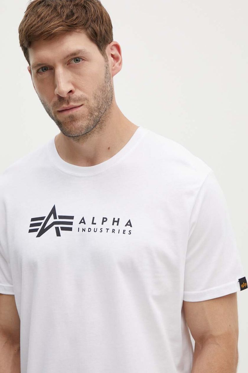 Alpha Industries cotton t-shirt men\'s white color | buy on PRM