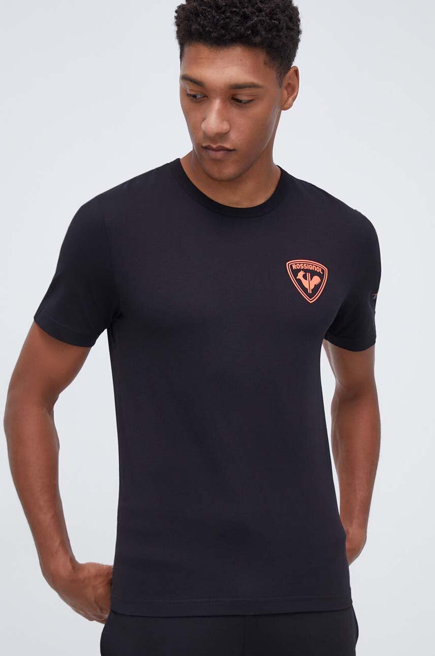 Rossignol t shirt bawe niany HERO m ski kolor czarny z nadrukiem