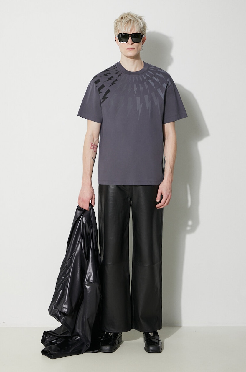 Neil Barrett cotton t-shirt EASY DROPPED SHOULDER FAIRISLE men's