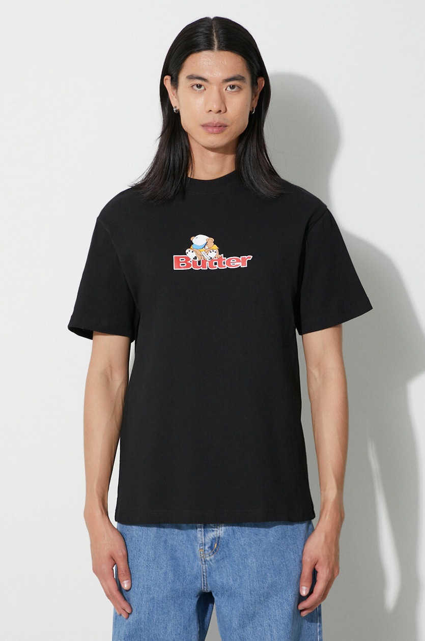 Butter Goods cotton t-shirt Teddy Logo Tee men's black color