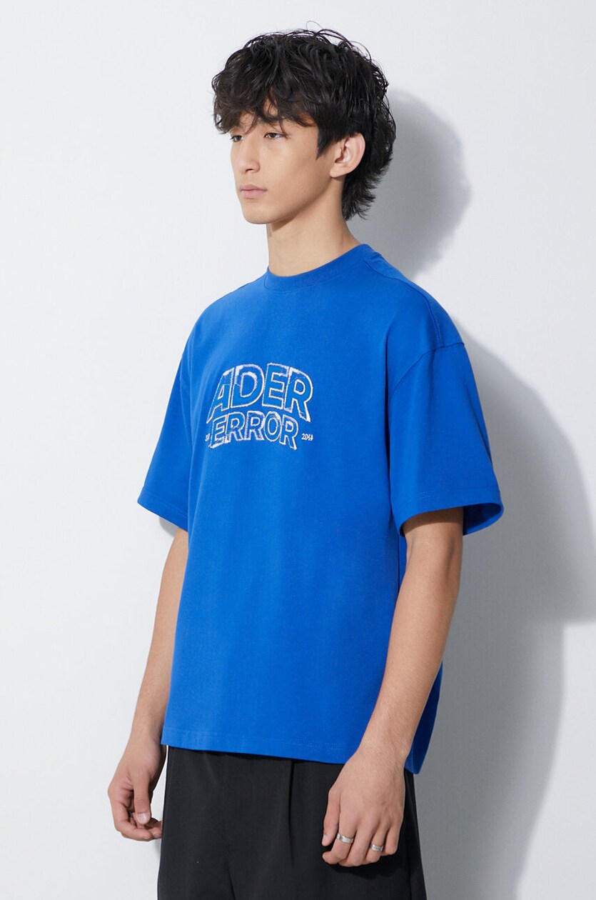 Ader Error Caef Cotton T-shirt | Blue | FARFETCH
